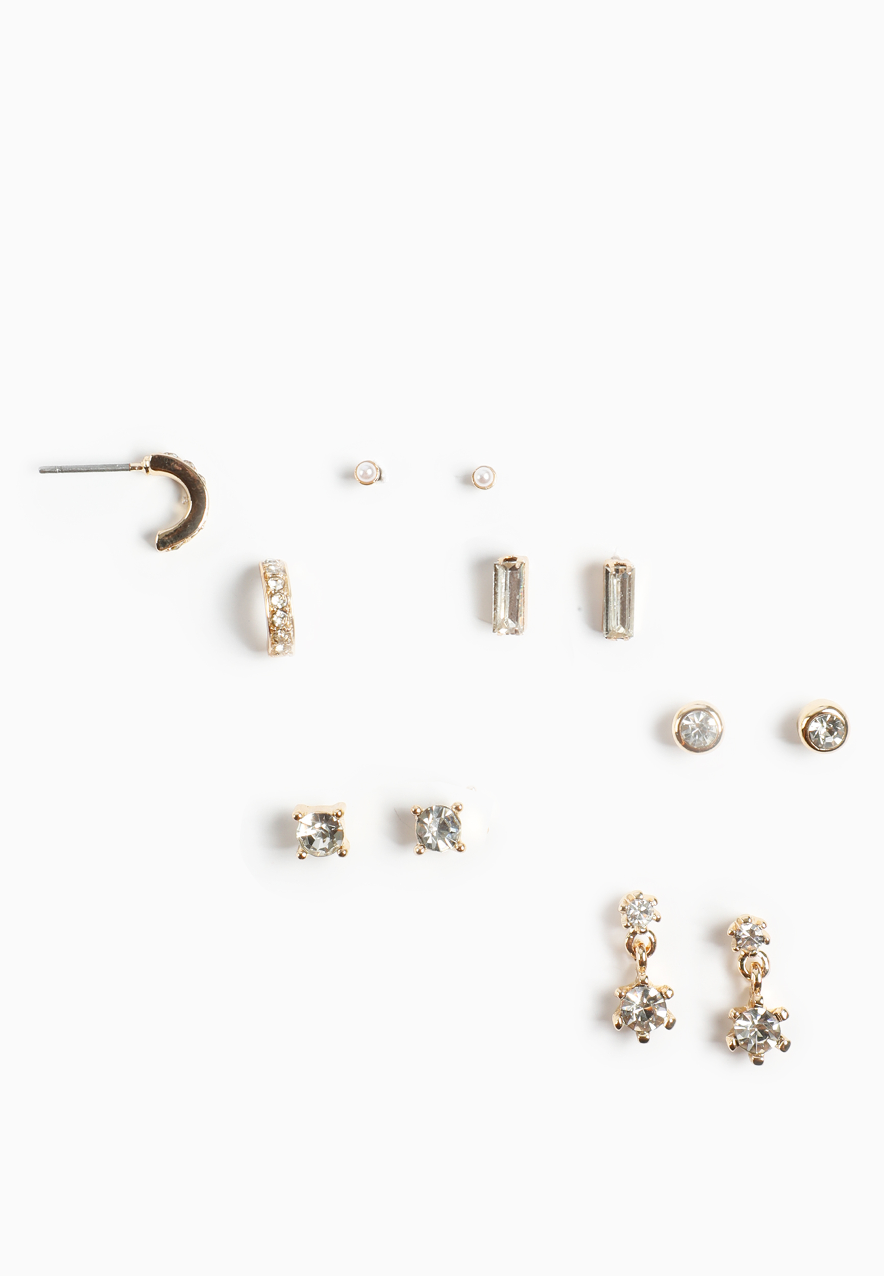 6 Pack Delicate Gold Stud Earring Set, GOLD, large