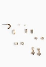 6 Pack Delicate Gold Stud Earring Set, GOLD, small