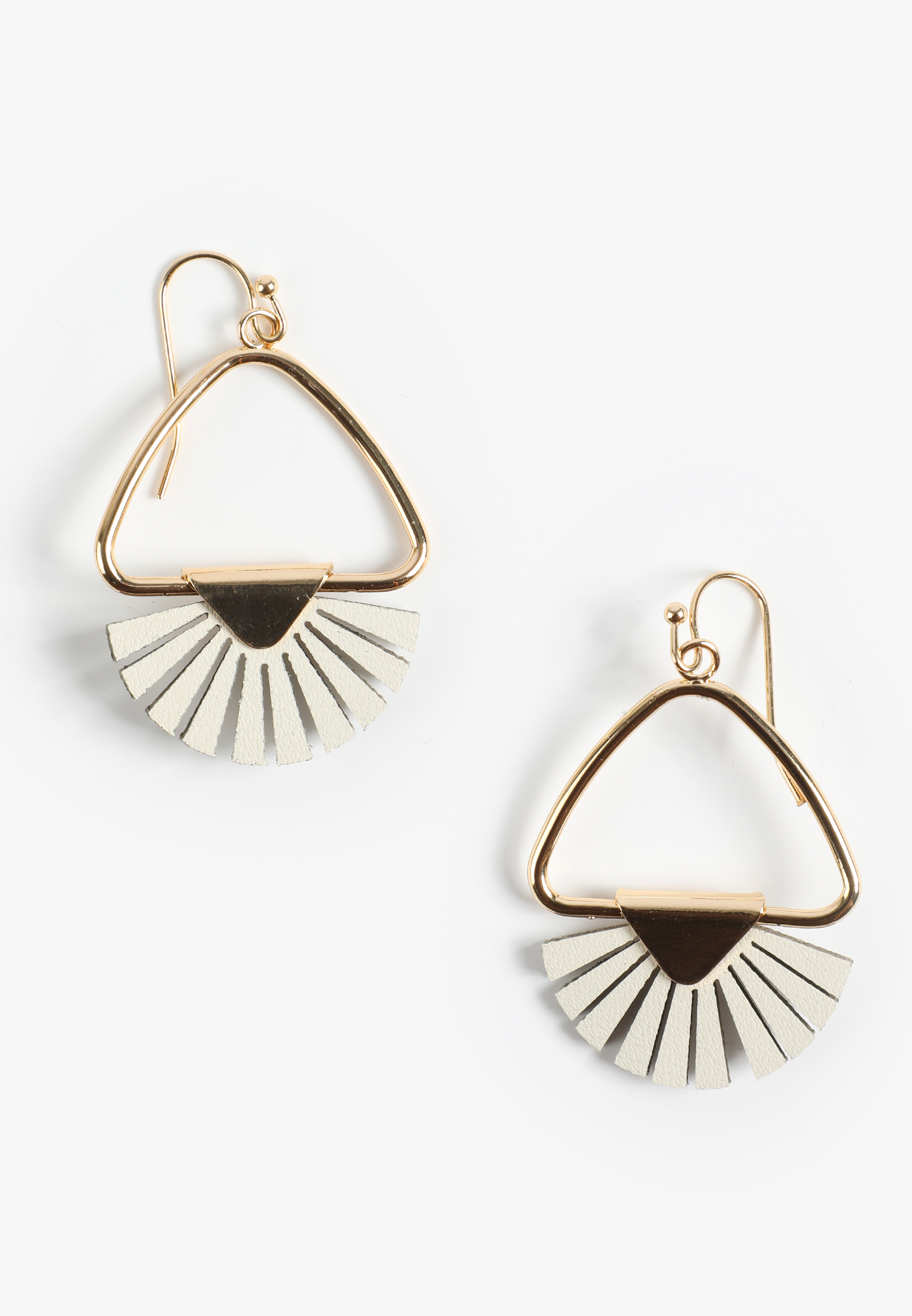 Gold And Cream Geometric Fan Drop Earrings