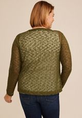 Plus Size Open Stitch Open Front Cardigan, C9161, small