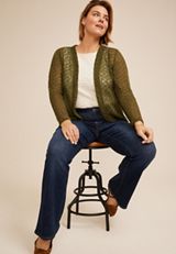 Plus Size Open Stitch Open Front Cardigan, C9161, small