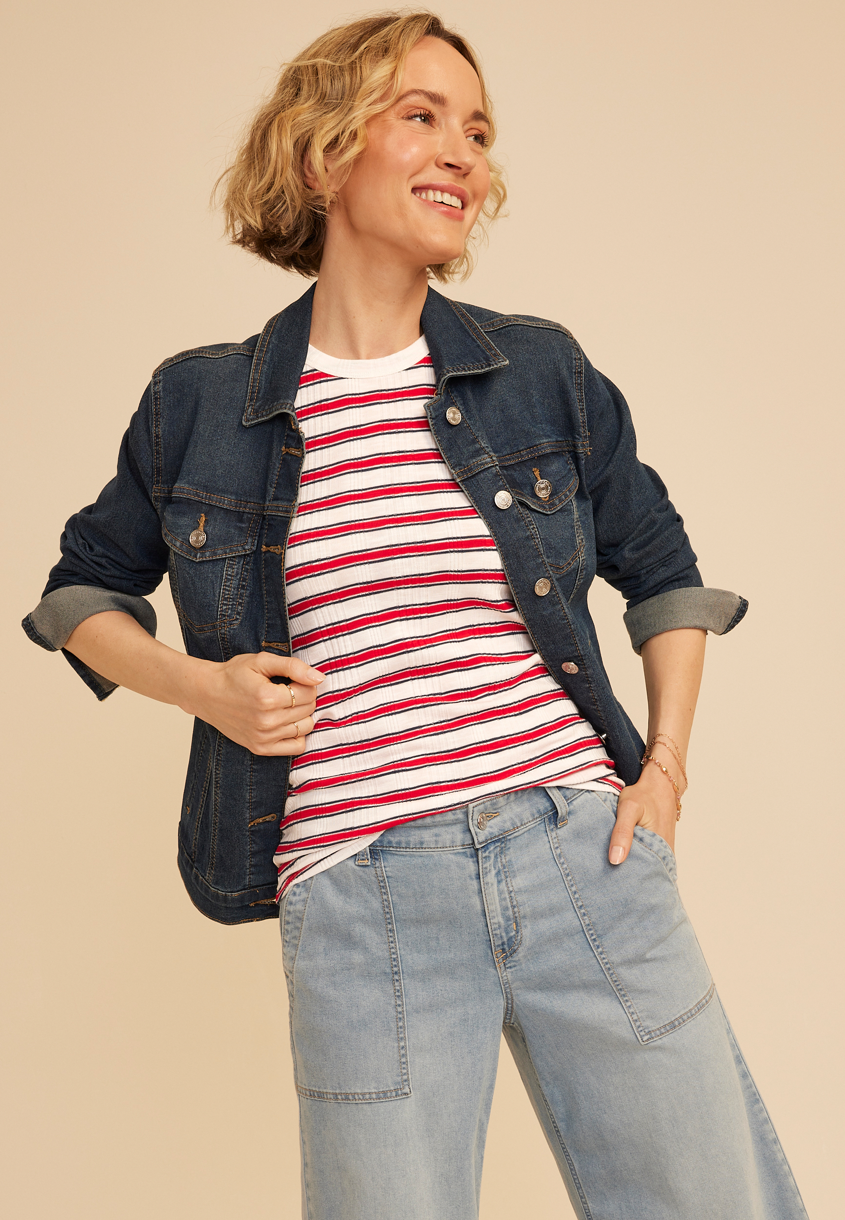 24/7 Variegated Americana Striped Ribbed Highline Tank Top