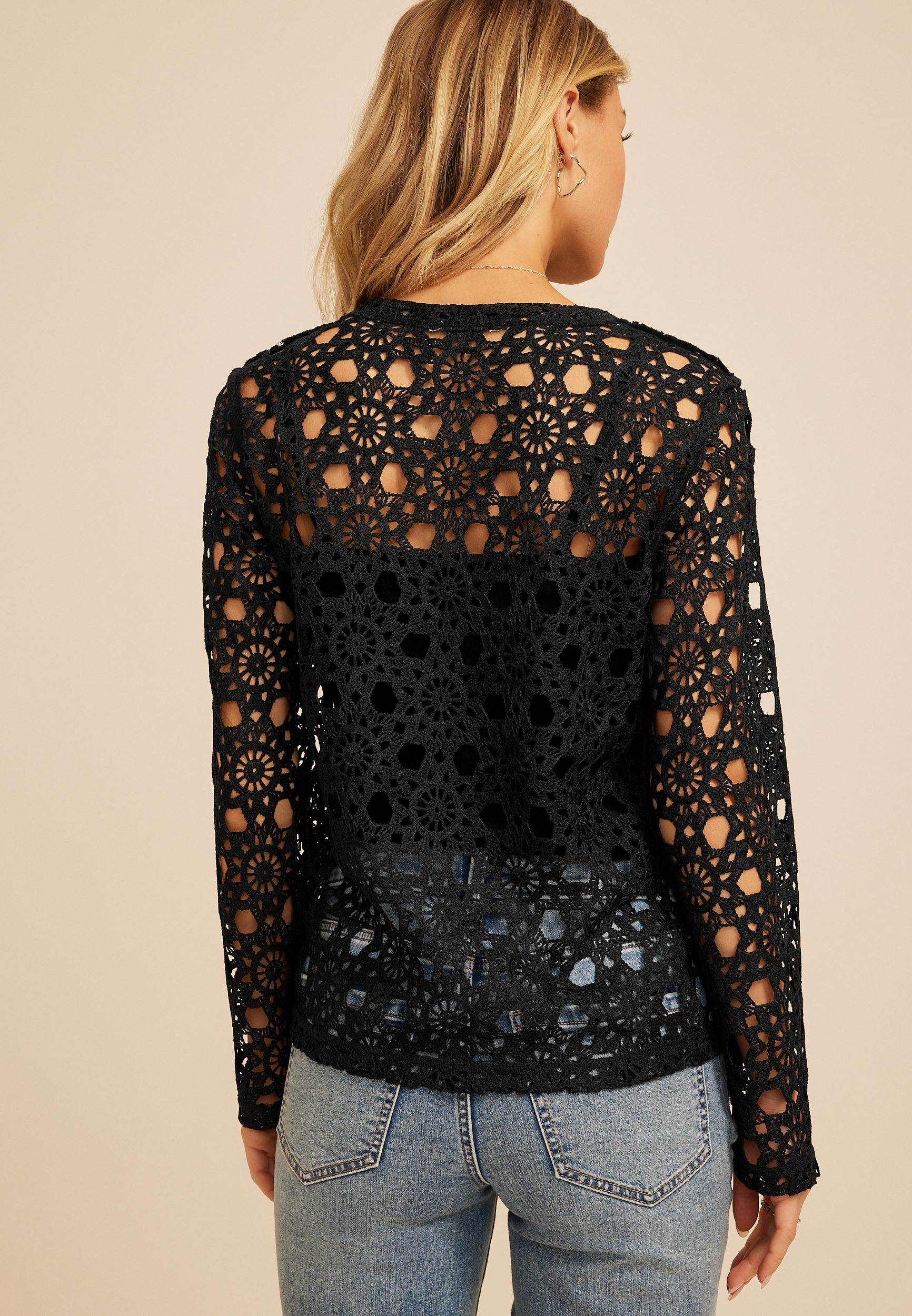 Crochet Lace Tie Front Top | maurices
