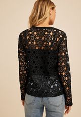 Crochet Lace Tie Front Cardigan, C106, small