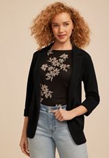 Textured Versa 3/4 Sleeve Blazer, C106, small