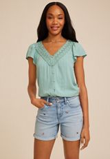 Crochet Button Front Blouse, C8707, small