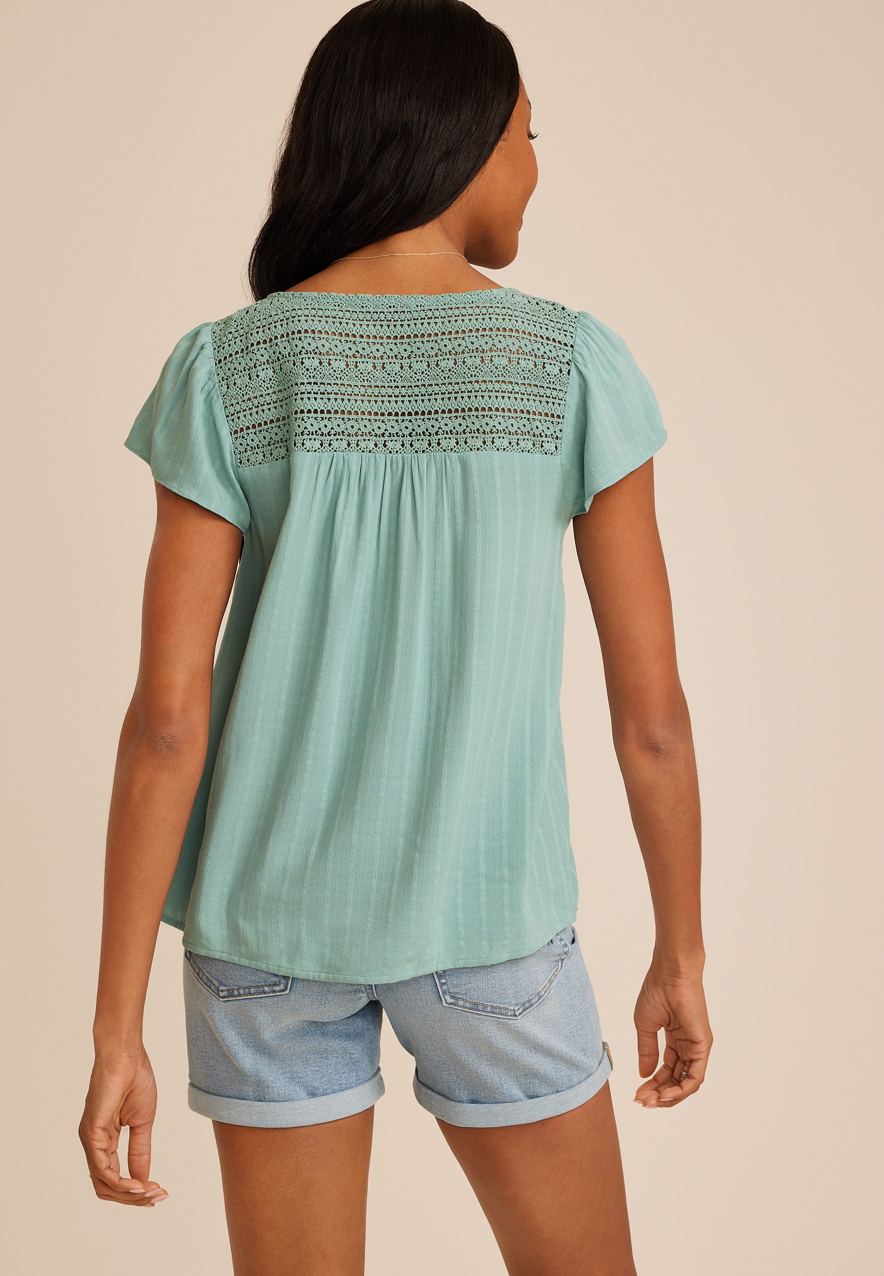 Crochet Button Front Blouse, C8707, large