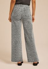 Flying Monkey&trade; Gray Leopard High Rise Wide Leg Jean, C1755, small