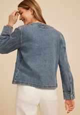 Triple Tie Front Denim Jacket, C3337, small