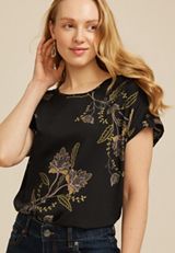 Delton Floral Zipper Back Blouse, C1756, small