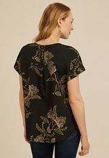 Delton Floral Zipper Back Blouse, C1756, small
