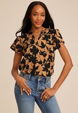 Atwood Floral Flutter Sleeve Blouse, C7768, small