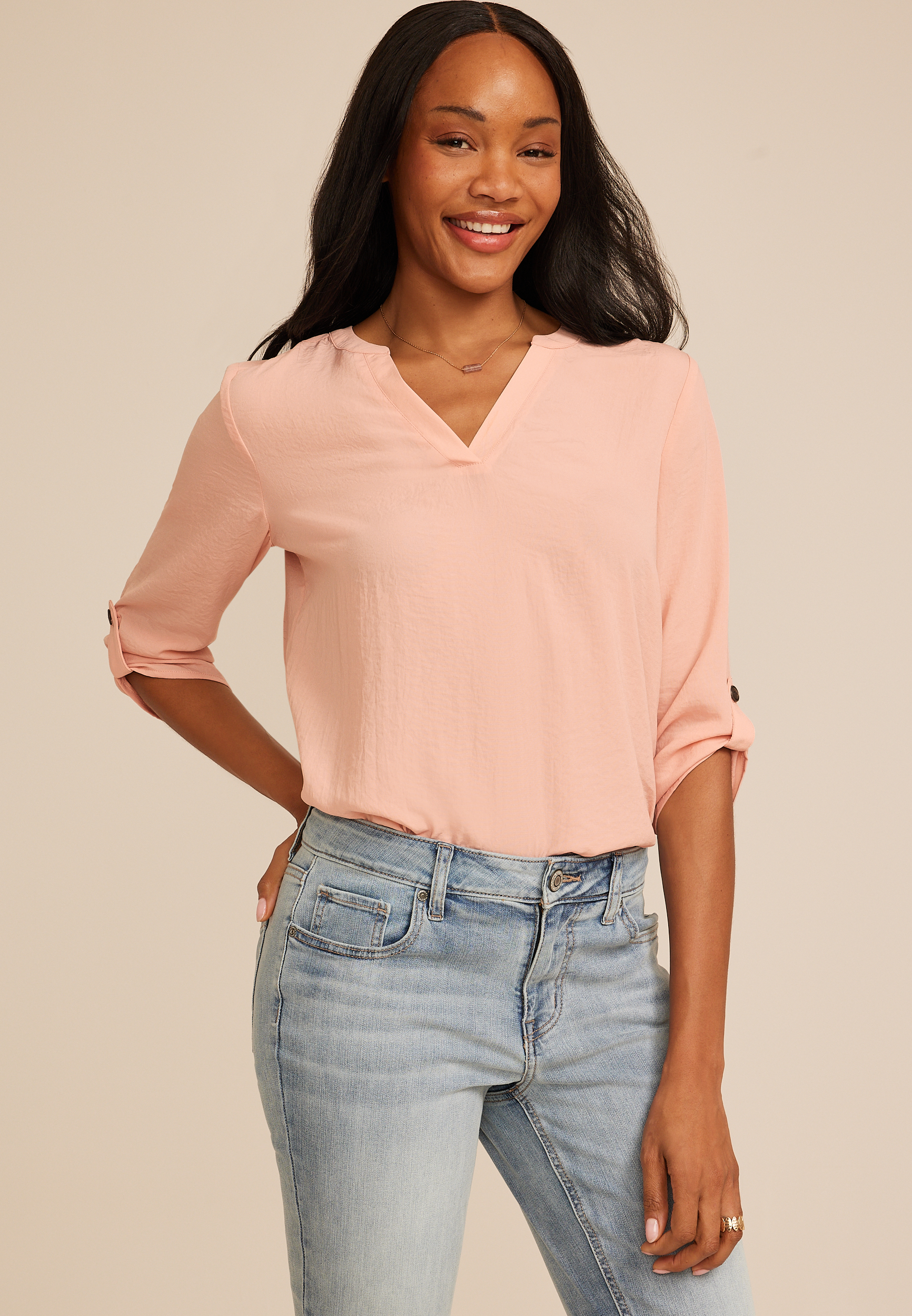 Atwood 3/4 Sleeve Popover Blouse