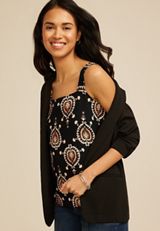 Medallion Print Button Back Tank Top, C1756, small