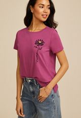 Floral Embroidered Mama Classic Fit Graphic Tee, VIOLET, small