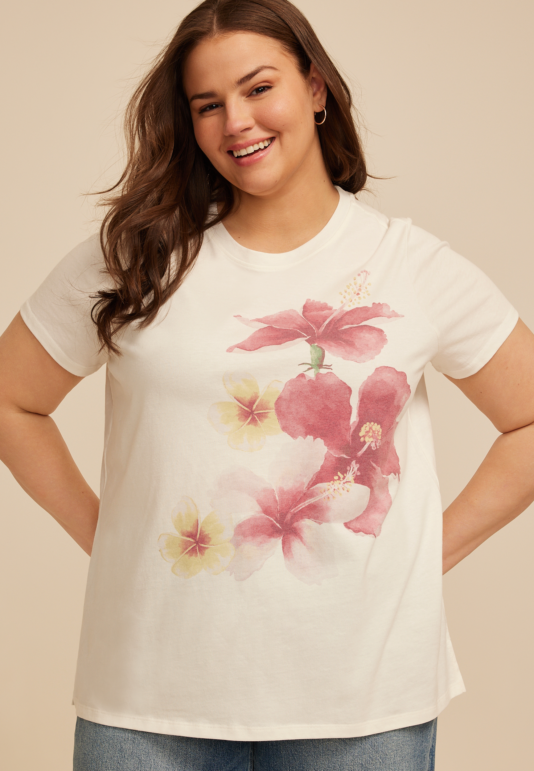 Plus Size Hibiscus Classic Fit Graphic Tee