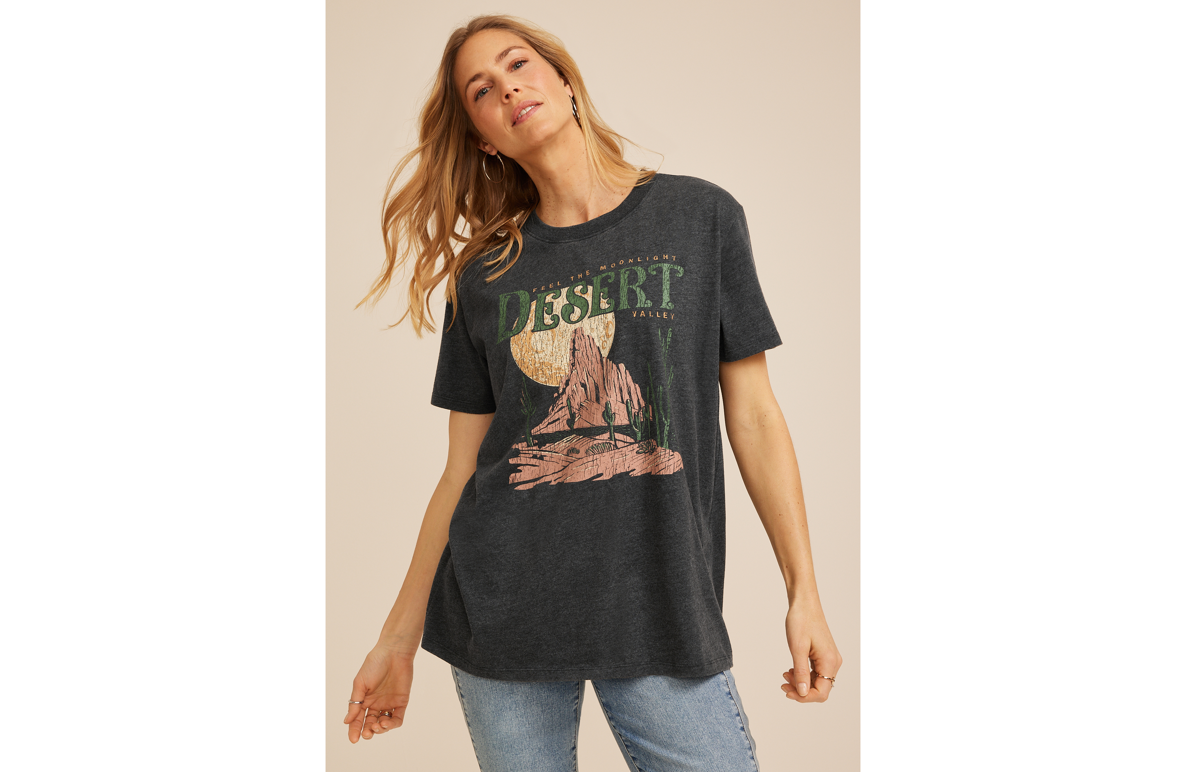 Desert Scene Oversized Fit Graphic Tee