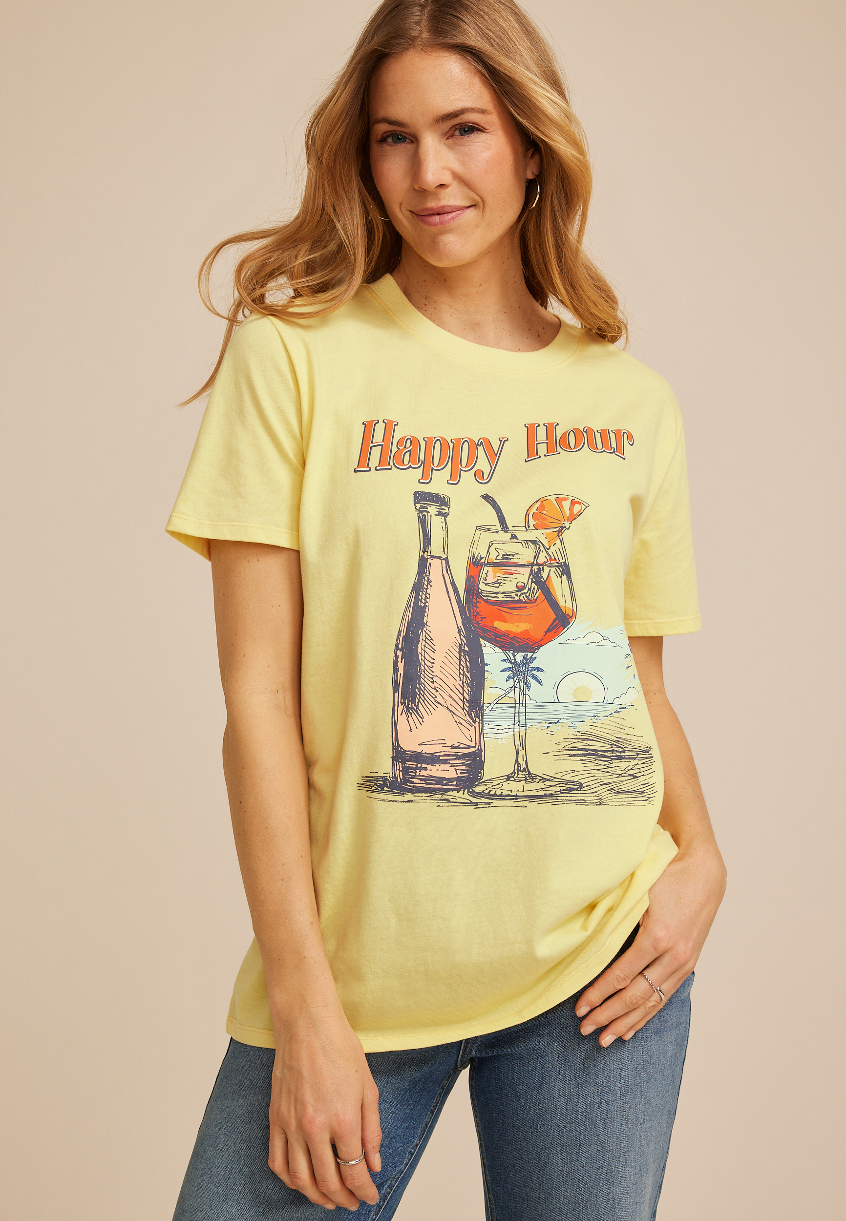 Happy Hour Oversized Fit Graphic Tee