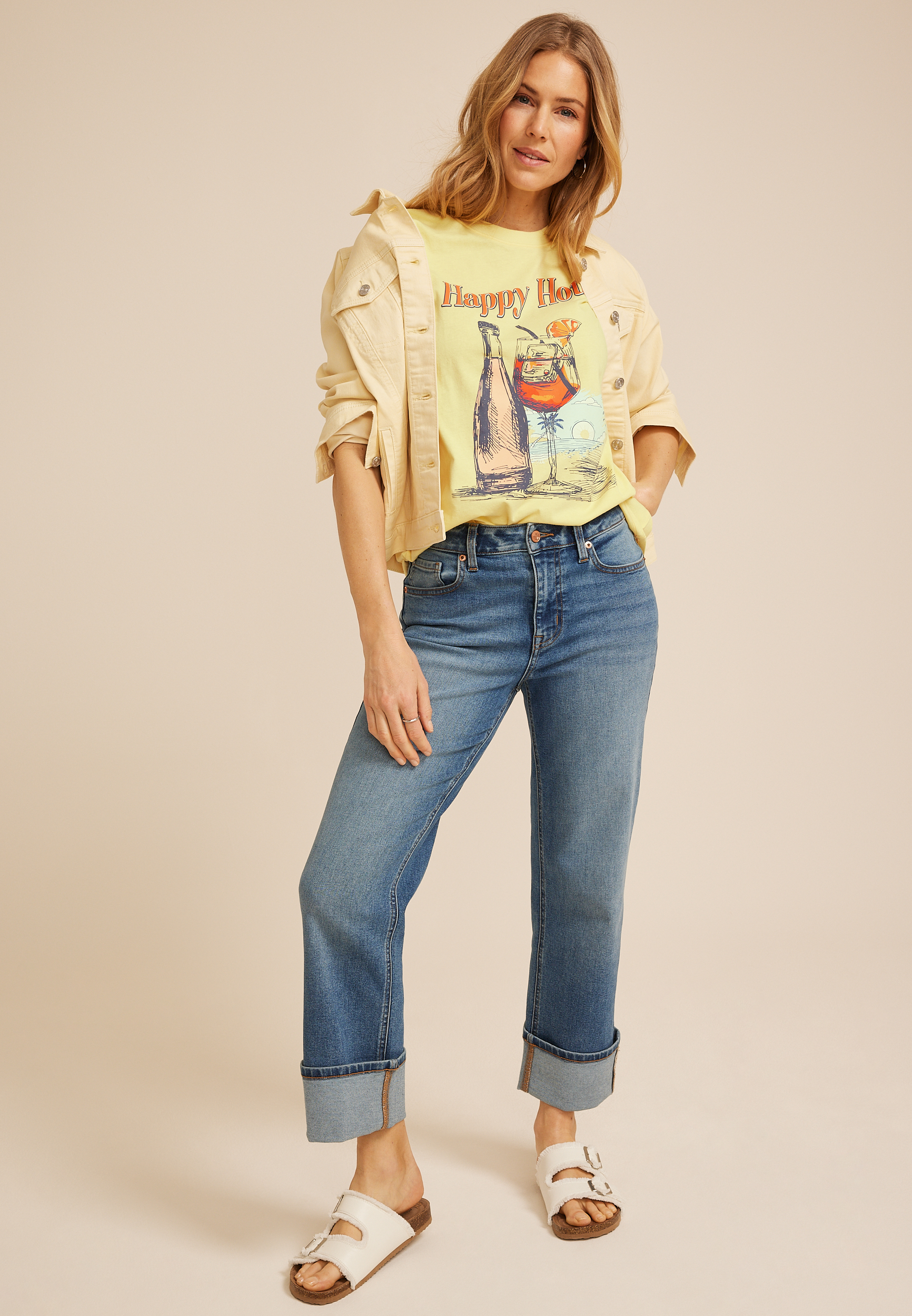 Happy Hour Oversized Fit Graphic Tee, C5448, large
