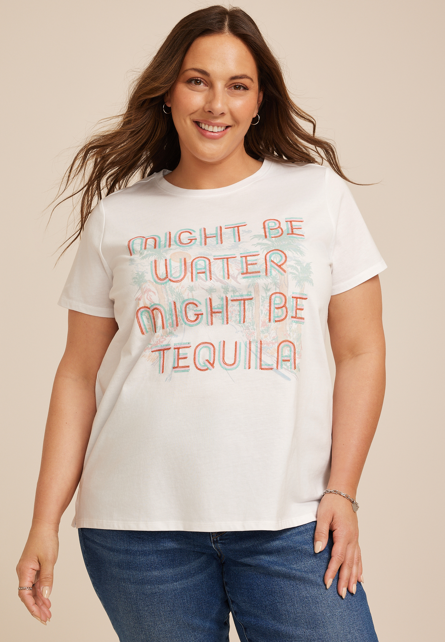 Plus Size Might Be Water Might Be Tequila Classic Fit Graphic Tee