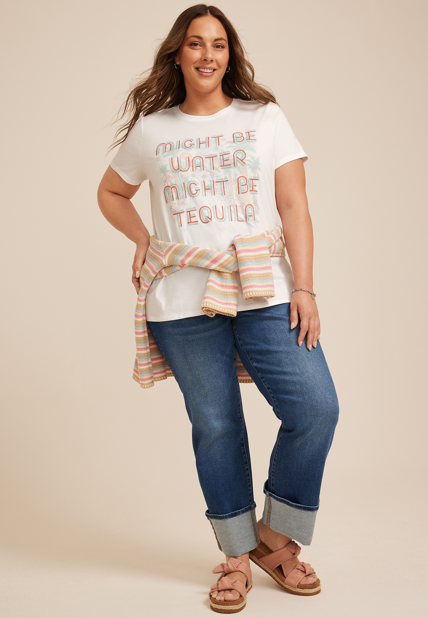 Plus Size Might Be Water Might Be Tequila Classic Fit Graphic Tee, C6245, large
