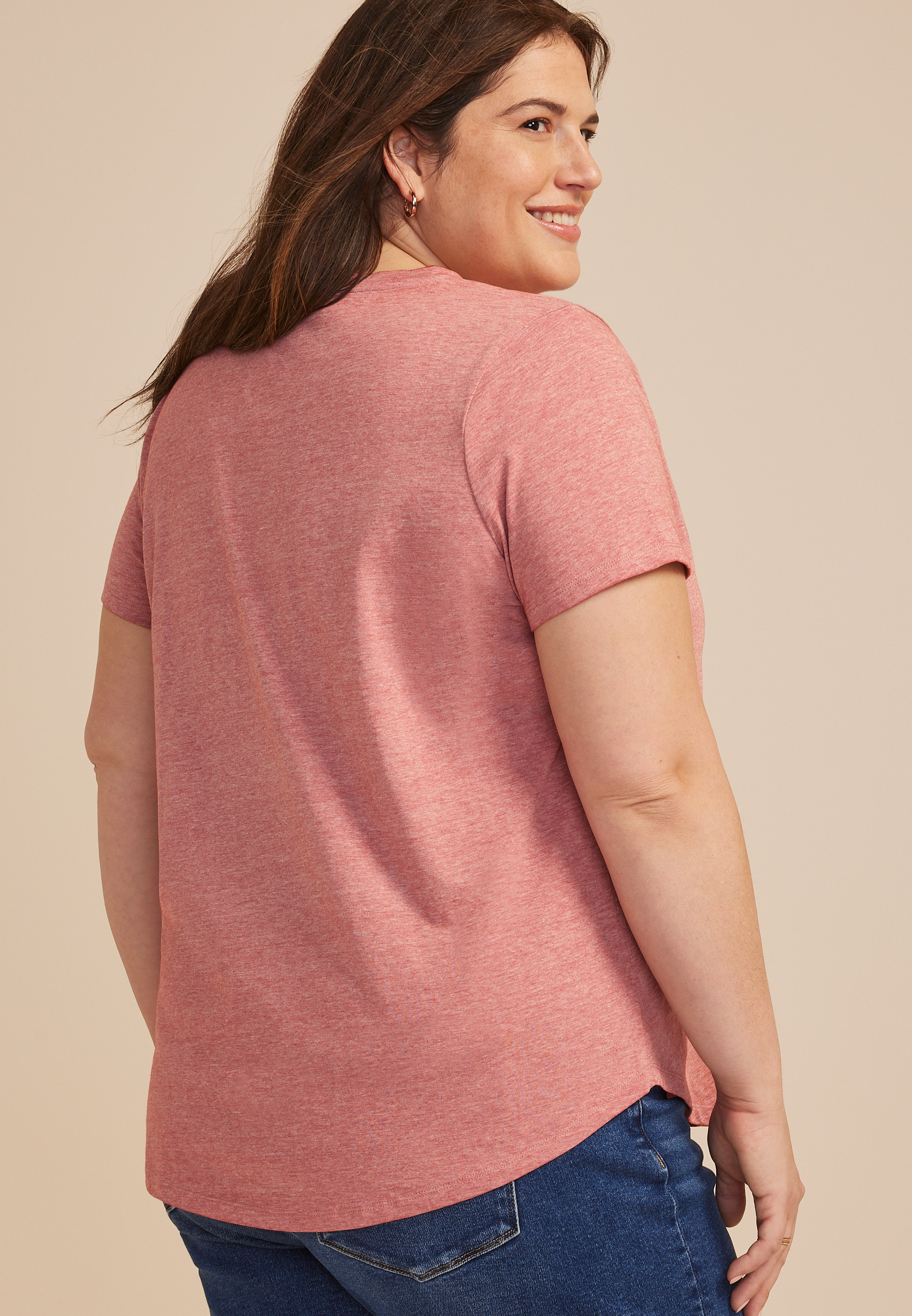 Plus Size Americana Heart Embroidered Stars Classic Fit Graphic Tee, C45, large