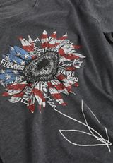 Americana Sunflower Flower Classic Fit Graphic Tee, BLACK, small
