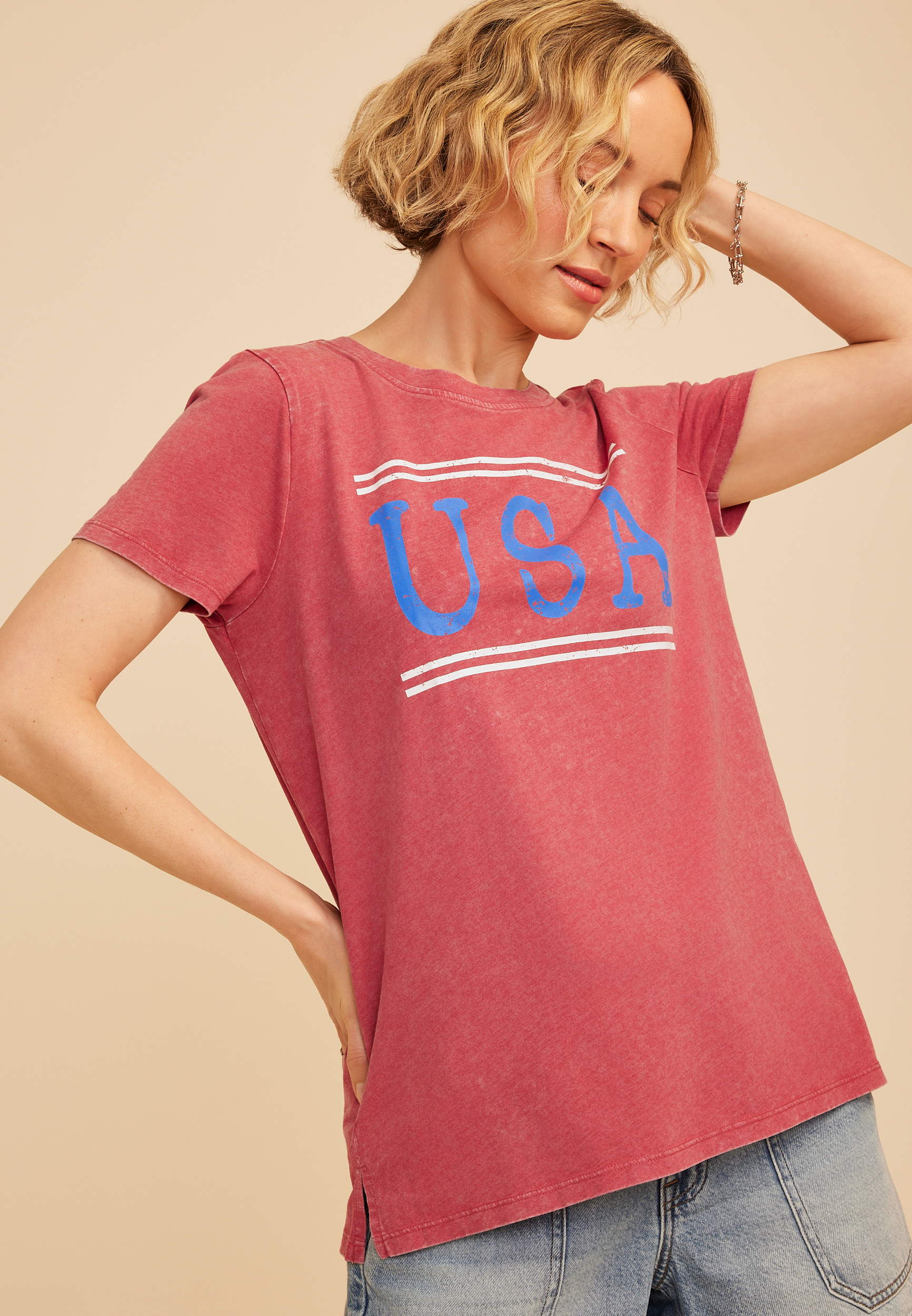 Americana Varsity USA Classic Fit Graphic Tee, C9450, large