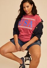 Plus Size Americana Varsity USA Classic Fit Graphic Tee, C9450, small
