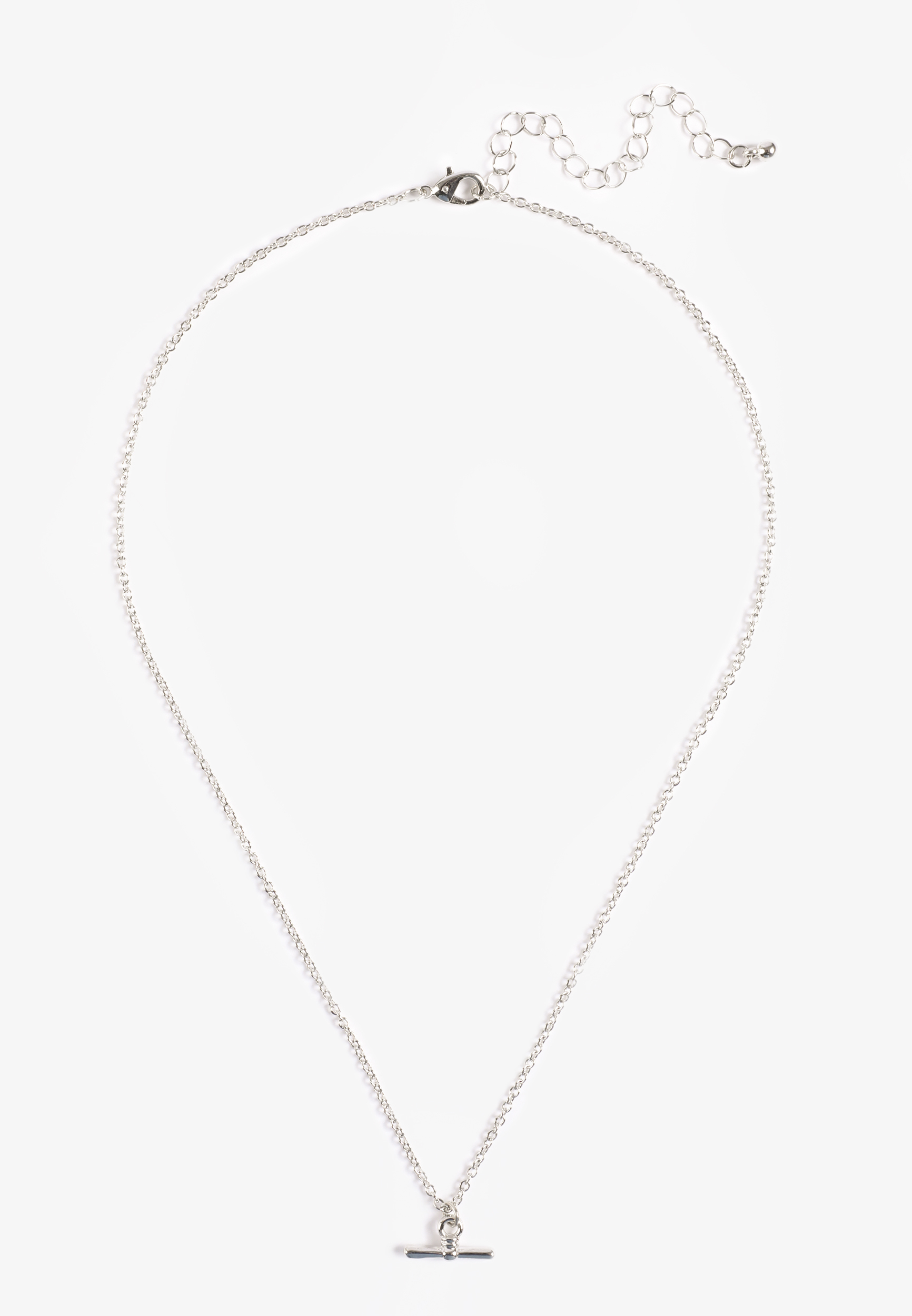 Everyday Layers Silver Bar Pendant Necklace, C431, large