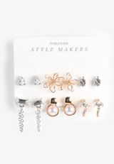 6 Pack Mixed Metal Earring Set, MIXED METAL, small