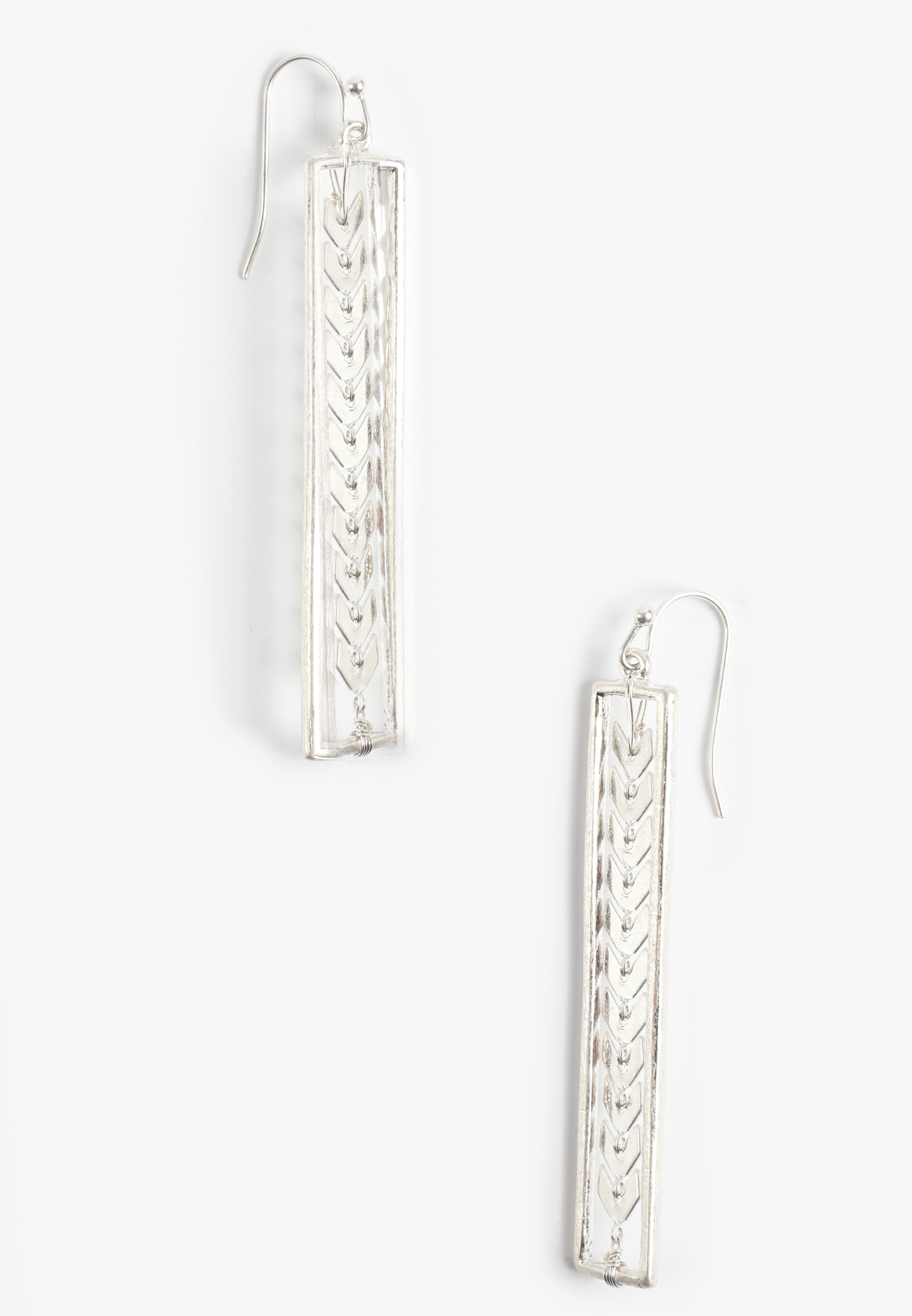 Silver Arrow Bar Drop Earrings