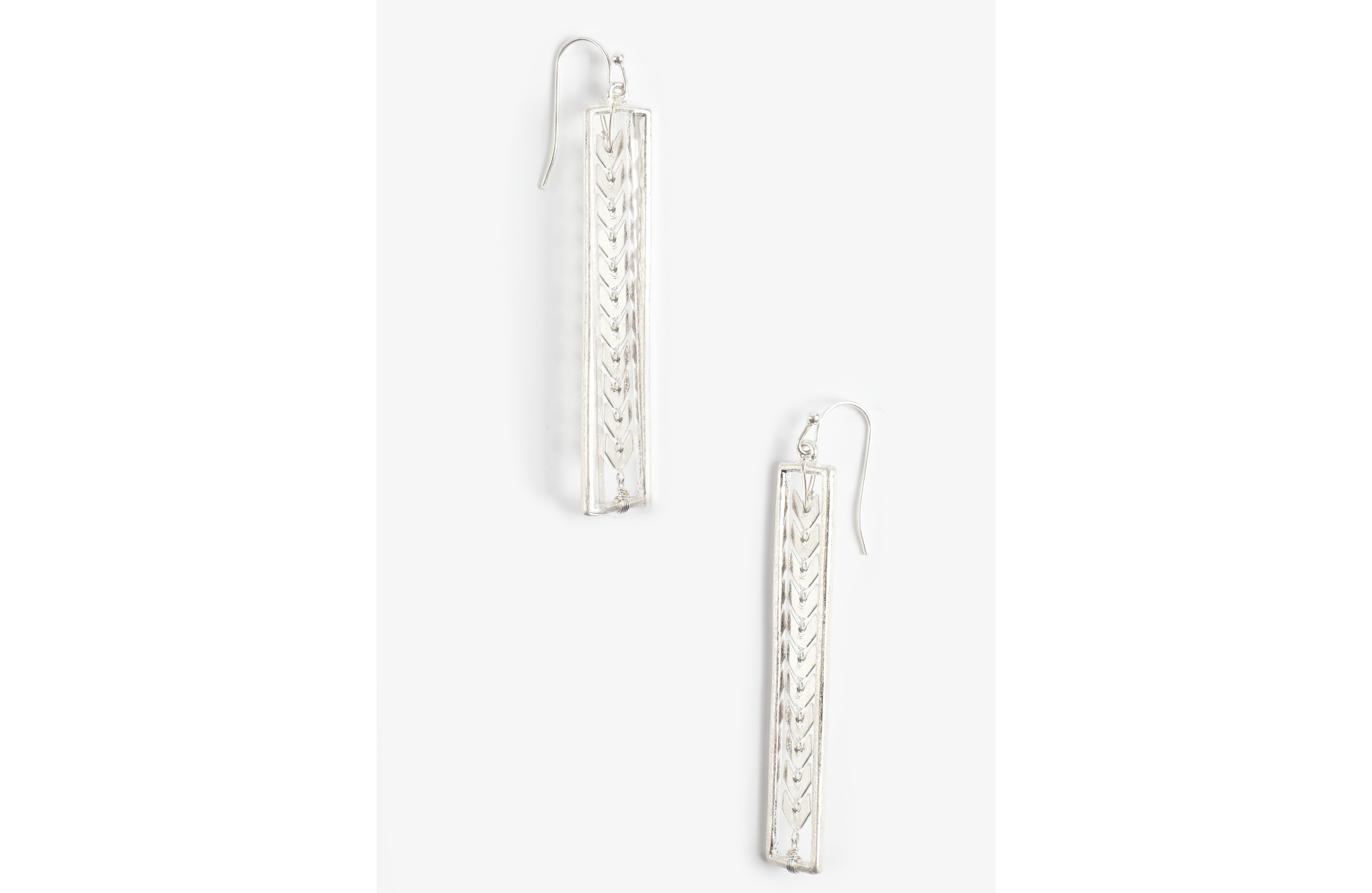 Silver Arrow Bar Drop Earrings