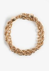 Gold Rope And Link Bracelet Set, GOLD, small