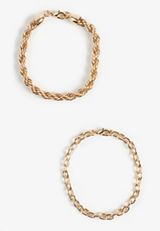 Gold Rope And Link Bracelet Set, GOLD, small