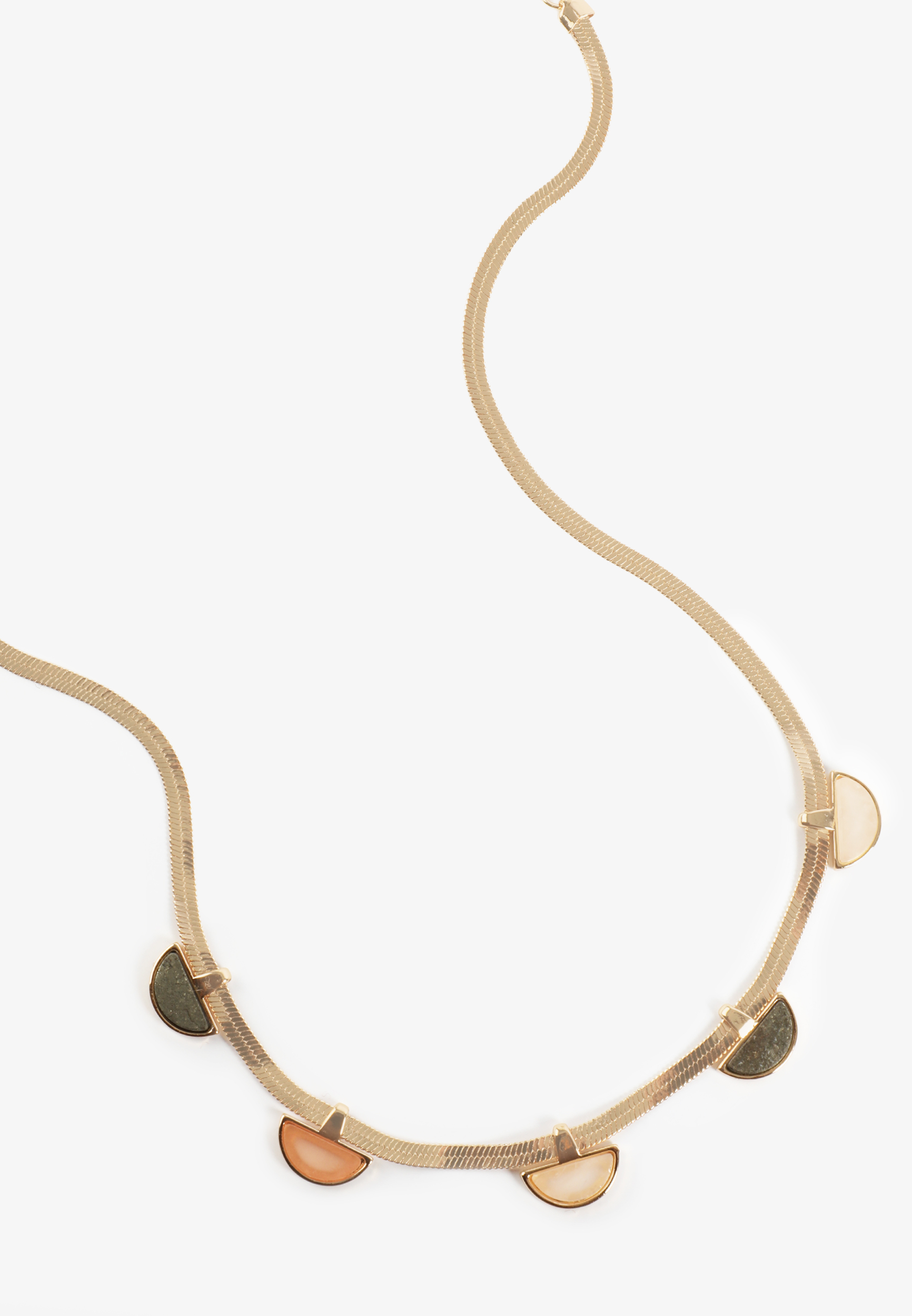 Flat Stone Snake Chain Necklace