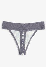 Simply Comfy Cotton Blue Floral Print Thong Panty, C5885, small