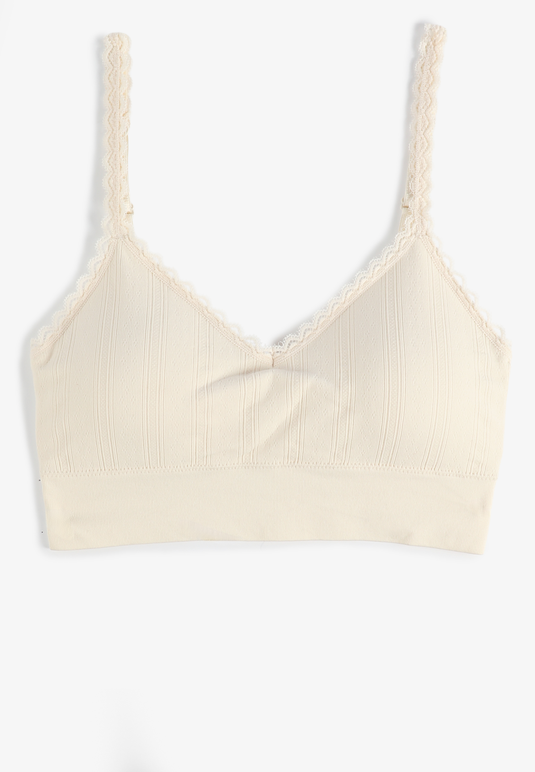 True Stretch Seamless Pointelle Lace Trim Bralette, C2972, large