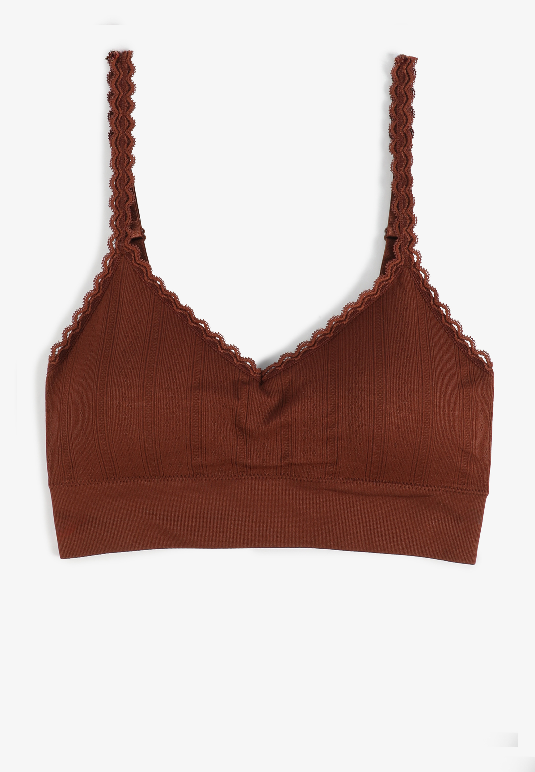 True Stretch Seamless Pointelle Lace Trim Bralette, C3917, large