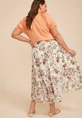 Plus Size Floral Eyelet High Rise Maxi Skirt, C9244, small