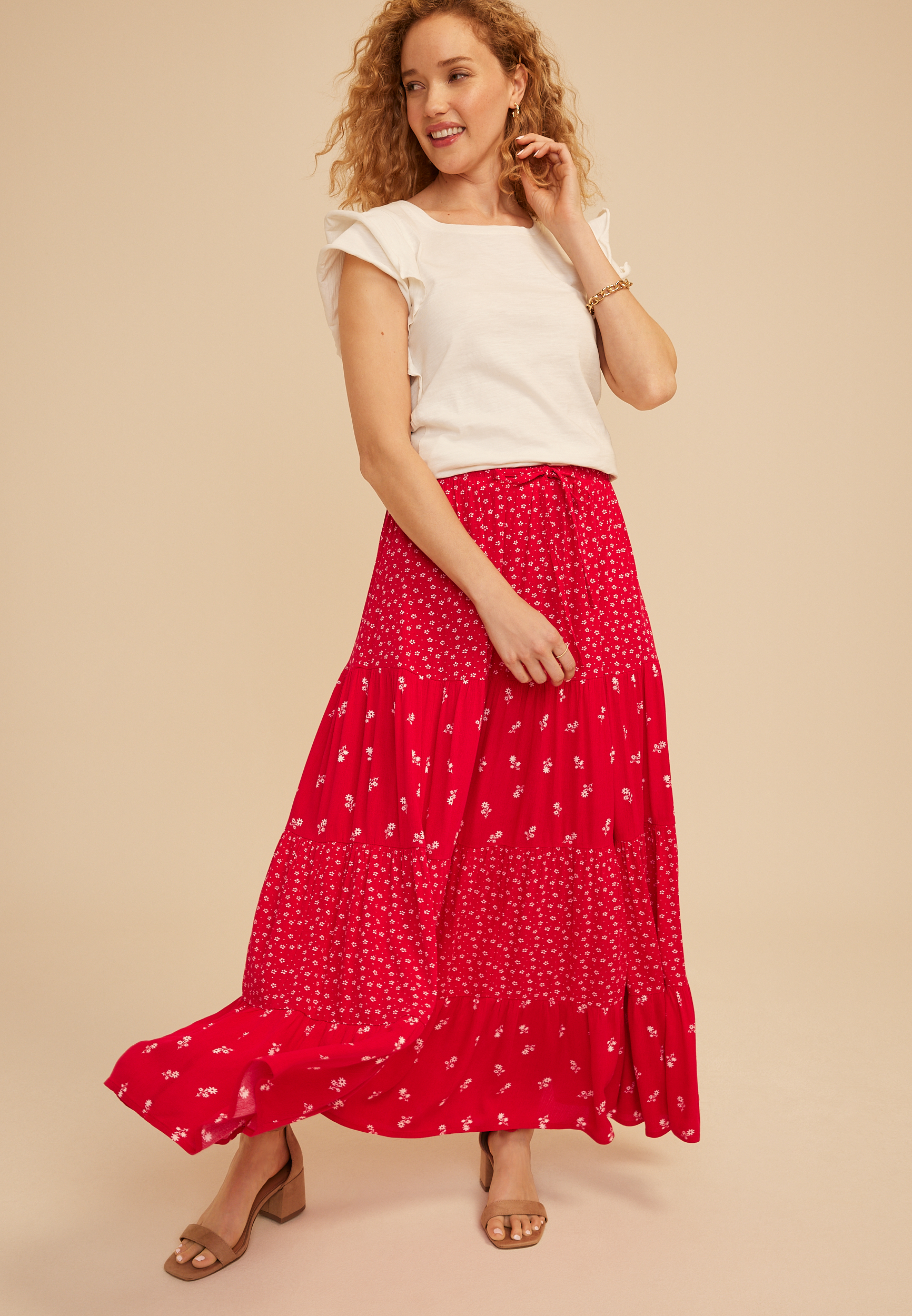 Ditsy Floral High Rise Maxi Skirt