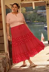 Plus Size Ditsy Floral High Rise Maxi Skirt, C2635, small
