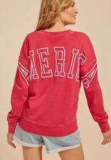 Americana Split Neck Oversized Sweatshirt, C9200, small