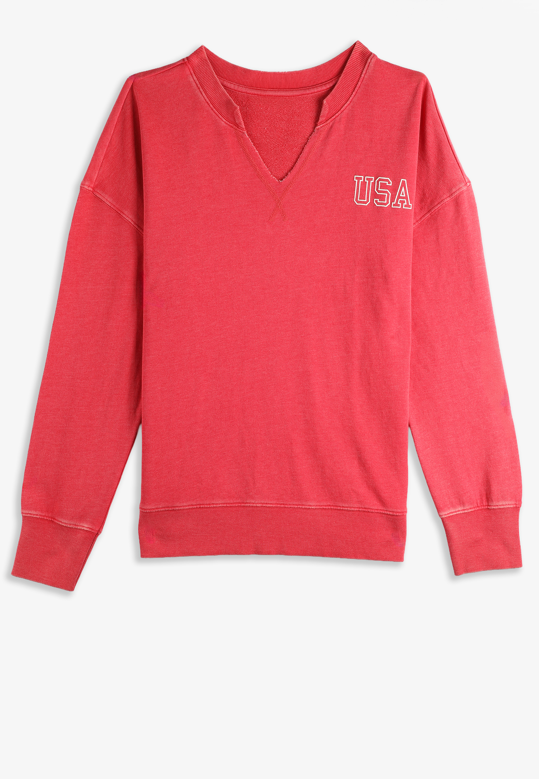 Americana Split Neck Oversized Sweatshirt, C9200, large