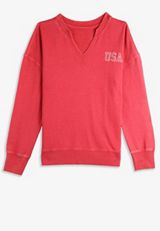 Americana Split Neck Oversized Sweatshirt, C9200, small