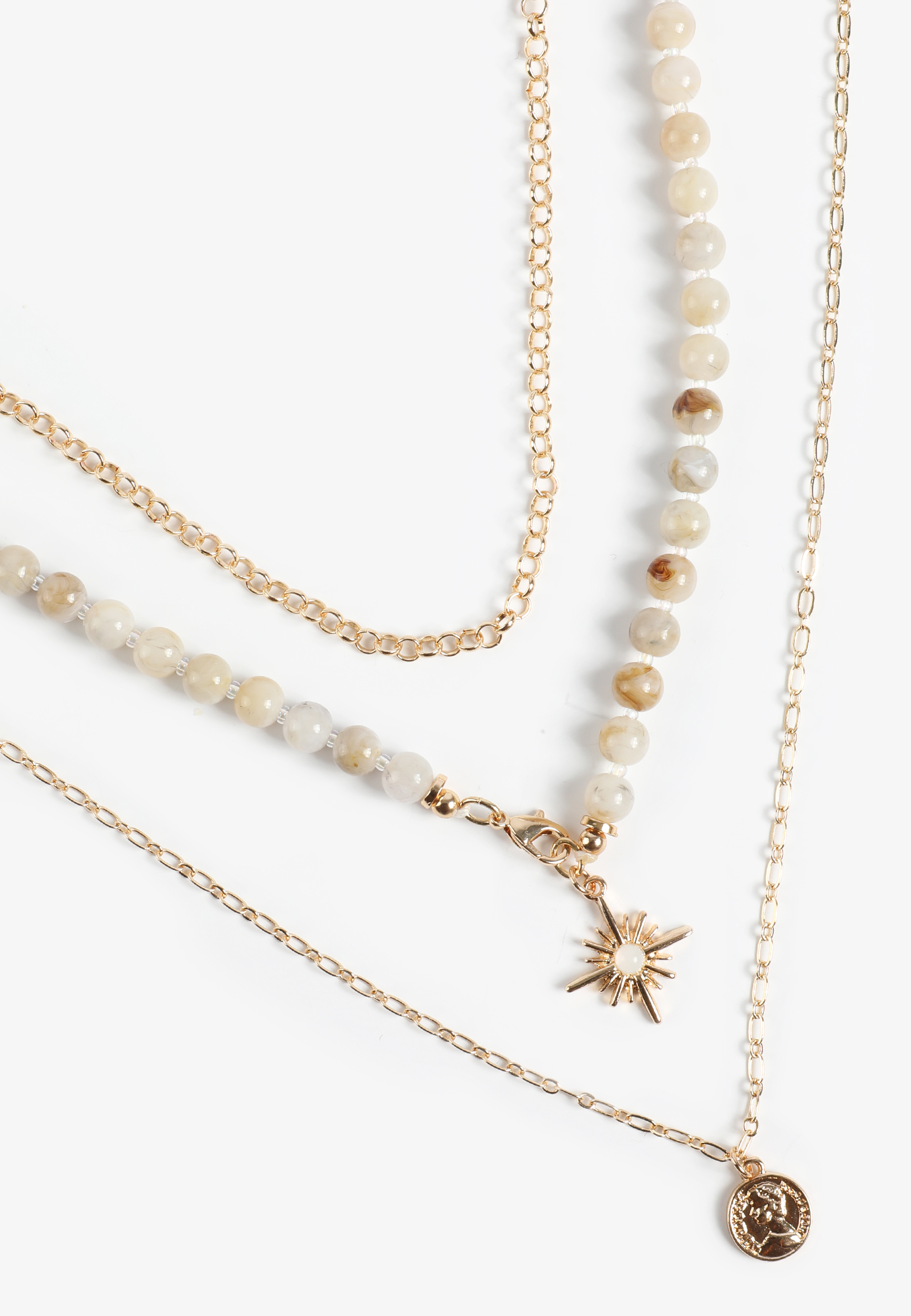 Neutral Beaded Layered Necklace