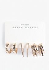 Gold Hoop Earring Set, GOLD, small