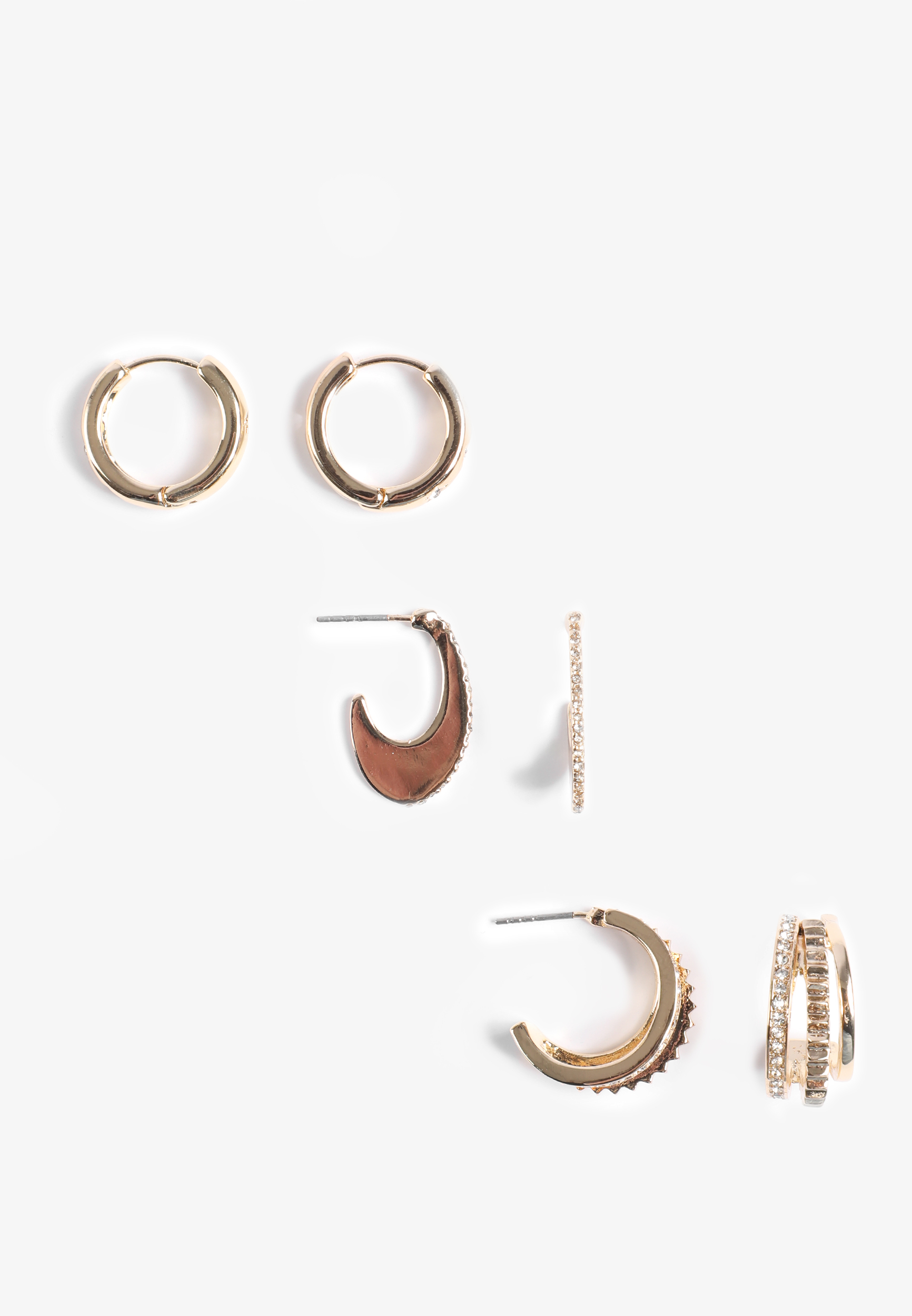 Gold Hoop Earring Set, GOLD, large