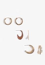 Gold Hoop Earring Set, GOLD, small