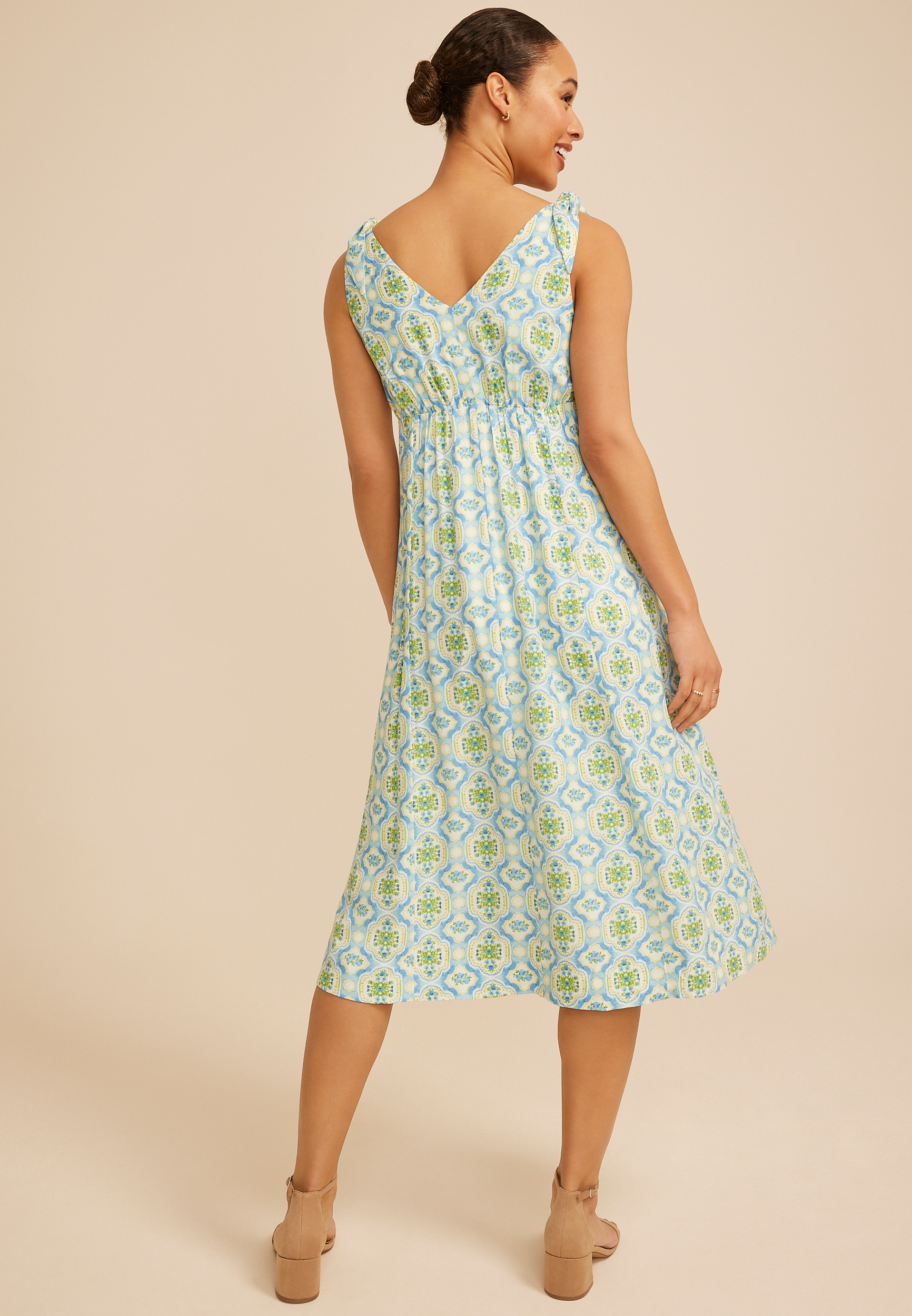 Bare Tie Strap V Neck Midi Dress, C1772, large